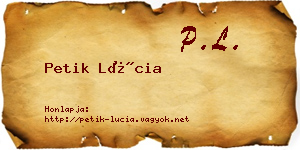 Petik Lúcia névjegykártya